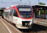 VT 1003 der Regiobahn (643 230) pendelt am Tag 3 nach dem Unwetter vom Pfingstmontag nur zwischen Neuss und Kaarst.