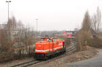 RVM 28 im Einsatz für die RLG am 9. Februar 2017.
Die Lok befand sich auf dem Weg vom Übergabebahnhof der Hammer Hafenbahn zum Rangierbahnhof Hamm.