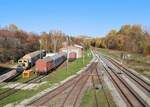 Blick auf das Bw der Rennsteigbahn am 30.09.2022 im Bahnhof Ilmenau.