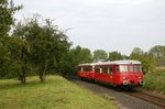 Anlässlich des  Schautag Chemie  pendelte diese MAN-Schienenbus-Garnitur der RSE zwischen Troisdorf West  und Niederkassel-Lülsdorf, wo man das örtliche Evonik-Werk besichtigen konnte.