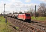 185 605-3 (RHC) mit einem Kesselzug zu sehen am 14.03.20 in Großkorbetha.