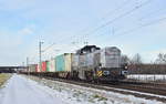 Rheincargo DE508 kommt mit einem Containerzug aus Krefeld nach Neuss gefahren.