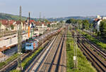 185 340 mit Kesselwagenganzzug am 02.07.2021 am Eszetsteg in Stuttgart.