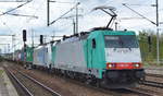 RTB CARGO GmbH, Düren [D] mit den Leasingloks   E 186 207  [NVR-Nummer: 91 88 7186 207-7 B-ATLU] und Rpool   186 423-0  [NVR-Nummer: 91 80 6186 423-0 D-Rpool] und Containerzug am Haken am