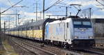 RTB CARGO GmbH, Düren [D] mit der Railpool Lok  186 423-0  [NVR-Nummer: 91 80 6186 423-0 D-Rpool] und geschlossenem PKW-Transportzug Richtung Frankfurt/Oder am 05.03.20 Bf.