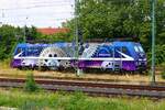 RTB Cargo Bombardier Traxx 186 423-0 Clockwork am 24.06.23 in Frankfurt am Main Höchst vom Bahnsteig aus fotografiert