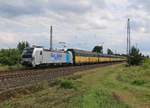 193 810-9 mit geschlossenen ARS-Autotransportwagen in Fahrtrichtung Verden(Aller) Aufgenommen bei Wahnebergen am 23.07.2015.