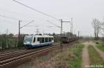 Triebwagen der Rurtalbahn auf einer berfhrungsfahrt ins Rhurgebiet (Ahlten 08.04.10)