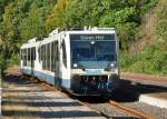 Regio-Sprinter der Rurtalbahn von Dren bei der Einfahrt in den Bf Heimbach/Eifel - 24.09.2011