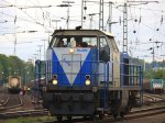 V105  Sally  von der Ruhrtalbahn rangiert in Aachen-West bei Wolken am 9.5.2012.