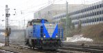 V104  Sally  von der Rurtalbahn rangiert in Aachen-West bei leichten Schneefall am Rosenmontag 11.2.2013.