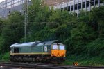 Ein Nachschuss von der Class 66 PB17 von der Rurtalbahn-Cargo fhrt als Lokzug aus Aachen-West in Richtung Montzen/Belgien Montzen/Belgien in der Abendstimmung am 23.8.2013.