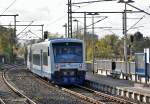 VT 740 der Rurtalbahn nach Heimbach bei der Ausfahrt aus dem Bf Düren - 13.11.2013