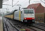 185 637-6 Rurtalbahn mit einem ARS Altmannzug am 27.05.2014 in Hannover Linden Fischerhof.