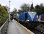 Die V105 und die PB18 beide von der Rurtalbahn kommen als Lokzug aus Richtung Stolberg-Rheinland,Eilendorf,Aachen-Rothe Erde,Aachen-Hbf und fahren durch Aachen-Schanz in Richtung Aachen-West.