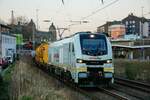 159 236-9 Schweerbau Eurodual mit Bauzug in Wuppertal Steinbeck, am 03.03.2022.