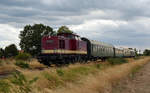 202 466 brachte 25.08.18 ihren Sonderzug aus Ferropolis zurück nach Wörlitz.