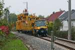 Bauarbeiten zur Elektrifizierung der Bodenseegrtelbahn, Streckenabschnitt Friedrichshafen - Lindau.