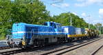 Spitzke Logistik mit der vossloh G 18  G 18-SP-019  (NVR:  92 80 4180 002-2 D-SLG  und der Hochleistungs-Bettungsreinigungsmaschine Typ P & T RM 95-700 der Fa.