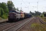 1155 + 1151 (Strabag,EIVEL) mit Schotterzug am 15.8.2009 durch Einbeck-Salzderhelden gen Norden