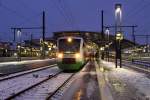 VT128 der Sdthringenbahn steht am 19.12.2009 in Erfurt bereit zur Abfahrt. Ziel von STB82981 ist Meiningen.