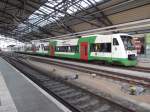 STP VT 119 wartet mit 2 weiteren Triebwagen auf ihren nchsten Einsatz.Erfurt(Hbf.)04.05.2011.