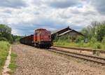 203 029 (SWT) ist am 02.07.20 mit dem Stahlzug von Könitz nach Cheb/Cz in Pößneck oberer Bahnhof zusehen.