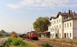 203 405 und 203 383 (SWT) zu sehen am 17.10.18 mit dem Stahlzug Könitz-Cheb/Cz in Pößneck oberer Bahnhof.