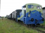 Paulix 15 der TME (Torsten Meincke Eisenbahn GmbH) beim Rangieren eines Sonderzuges im Endbahnhof von Rehna an der Strecke Parchim Schwerin Rehna am 26.07.2009