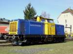 Die V 100 der BOB am 24.03.2008 Ausgestellt im Bahnpark Augsburg anlsslich 150 Jahre Rudolf Diesel.