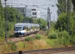 BOB VT 720 + 2 weitere VT 643, als BOB 86724,86924,86824 aus Tegernsee,Lenggries,Bayrischzell am 30.07.2010, Mnchen Heimeranplatz