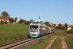 VT 110 und VT 113 der BOB bei einer Sonderfahrt von Schnaittenbach nach Amberg am 15.10.2011 in Gebenbach.