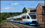 Bayerische Oberlandbahn GmbH VT 0006 (643 113) und VT 0001 (643 108) auf der Fahrt von Halberstadt nach Lenggries im Bahnhof Sterbfritz am 20.05.14 