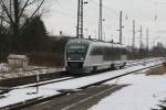 VT? der MRB bei der Einfahrt in Borna auf seinen Weg nach Leipzig.31.01.10.