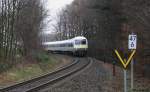 Der Steuerwagen der neuen MRB Züge zwischen Chemnitz und Leipzig, hier in Burgstädt kurz vor erreichen des Bahnhofes.