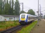 NOB nach Hamburg-Altona beim Verlassen des Bahnhofs Elmshorn.