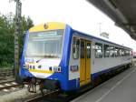 NOB VT411 des Typs NE81 am 05.09.08 im Bahnhof Niebll.Normalerweise befhrt er nur die Strecke Niebll-Tondern.Frher war der VT auf der WEG Strohgubahn Korntal-Weissach beheimatet.