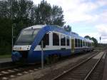 BR 648 LINT 41 als RE nach Kiel Hauptbahnhof im Bahnhof Eckernfrde.