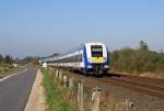 Das alltägliche Bild auf der so genannten Marschbahn bestimmen die Züge Nord-Ostsee-Bahn (NOB), die stündlich Westerland mit Hamburg verbinden.