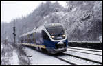 Überführungsfahrt des VT 711 der NordWestBahn hier am 28.2.2004 um 9.38 Uhr kurz vor dem Lengericher Tunnel mit Ziel Osnabrück.