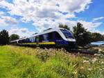 Der VT 648 374 fährt mit einem weiteren Triebwagen der Baureihe 648 als RB 58 nach Bremen Hbf.