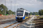 31.7.2021 - Sande Bahnhof - Nordwestbahn VT648 480 und 1648 480 als RE 18 von Osnabrück nach Wilhelmshaven