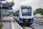 31.7.2021 - Sande Bahnhof - Nordwestbahn 1648 480 und VT 648 480 als RE 18 von Osnabrück nach Wilhelmshaven