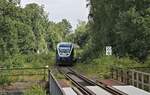 NWB VT 643339 nach Essen Steele erreicht hier am 20.8.2021 um 11.56 Uhr den Bahnhof Hervest Dorsten.