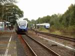 Ganz schn viel los.Die Sollingbahn nach Northeim (links) hier nicht im Bild,Eggebahn nach Holzminden(Mitte) und die Eggebahn nach Paderborn(rechts).Da wegen Bauarbeiten zwischen Brakel und Ottbergen nur ein Gleis befahrbar ist mssen sich die beiden Eggebahnen in Ottbergen treffen.