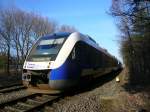 Eine NordWestBahn Lint 41 Doppeltraktion fhrt am 25.1.2009 als NWB 81320 von Wilhelmshaven nach Osnabrck Hbf.