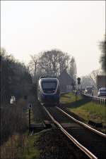 VT714  bezwingt  die Steigung zwischen Warendorf und Raestrup-Everswinkel als RB67 (NWB81557)  DER WARENDORFER  nach Mnster(Westf).