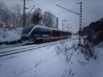 Einfahrender NordWestBahn Triebwagen in Altenbeken zu weitrfahrt nach Holzminden.