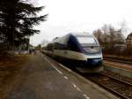 Ein dreiteiliger Talent-Dieseltriebzug der NordWestBahn steht am 17.01.2011 nach der Ankunft von Dortmund in Bahnhof von Dorsten.