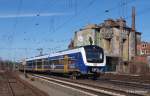 NWB ET 440 224 erreicht als RS 1 aus Bremen-Farge den Zielbahnhof Verden/Aller. aufgenommen am 24.03.13 vor dem alten Getreidespeicher.